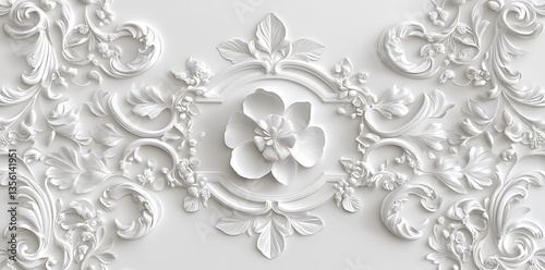 Wallpaper Mural White Wall Bunch Of Flowers Seamless Pattern With Leaves And Curls Monochrome Abstract Floral Texture Background Image Torontodigital.ca
