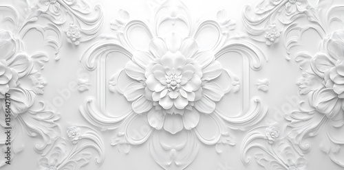Wallpaper Mural White Wall Bunch Of Flowers Seamless Pattern With Leaves And Curls Monochrome Abstract Floral Texture Background Image Torontodigital.ca