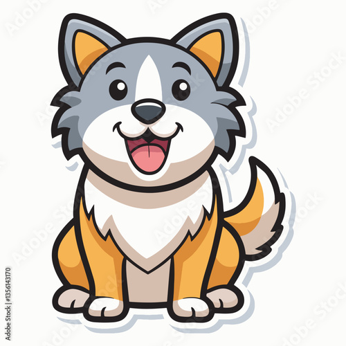 Dog sticker vector happy mood and illustration.