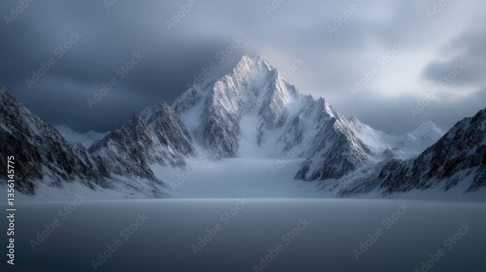 Obraz premium Majestic snow-capped mountain range under a dramatic sky