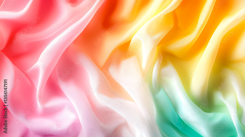 Obraz premium Flowing Pastel Fabric with Soft Gradient Colors Creating a Dreamy Visual Effect
