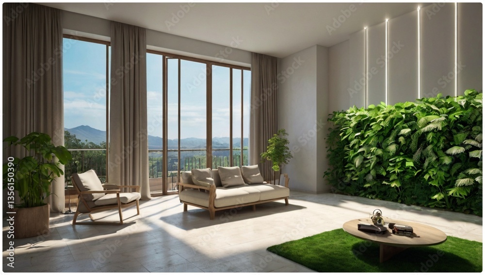 Fototapeta premium modern living room with garden