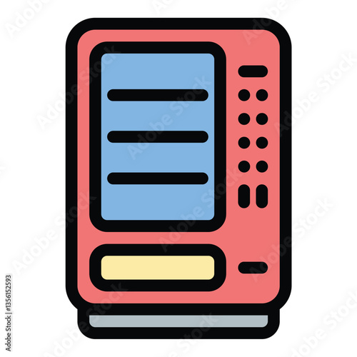 Vending machine icon flat line style illustration representing automated retail and self-service, suitable for convenience stores, offices, and public spaces.