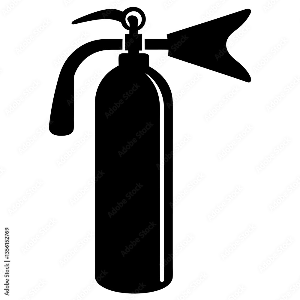 Fire Extinguisher Silhouette Vector Icon White Background. Fire Extinguisher Silhouette Vector Icon White Background.