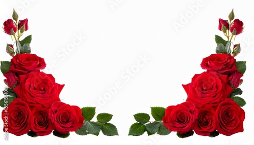 red rose flowers in a corner floral arrangement isolated on white or transparent background