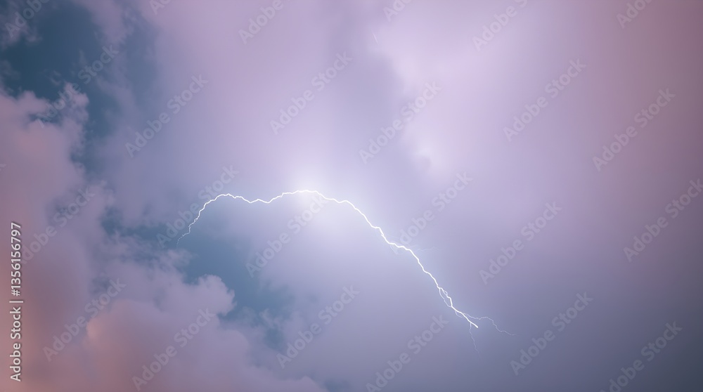High-Angle View of a Pastel-Toned Lightning Bolt in the Sky High-Angle View of a Pastel-Toned Lightning Bolt in the Sky