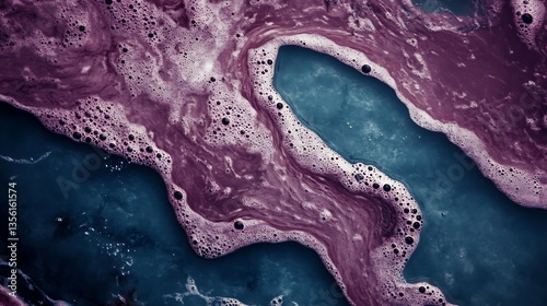 Abstract purple and teal foam swirls.