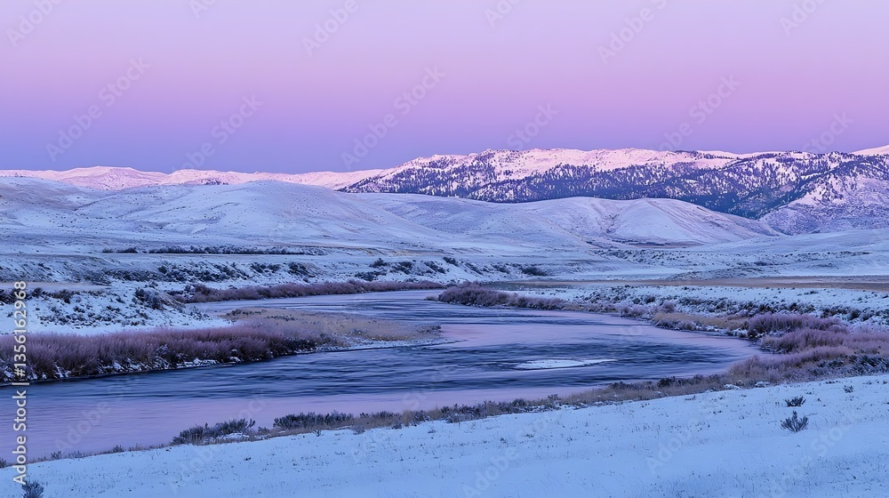 Obraz premium Quiet Mountains in Winter Twilight with Peaceful Snowy Light