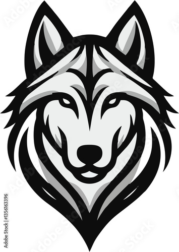 Wild black wolf head tribal tattoo vector art