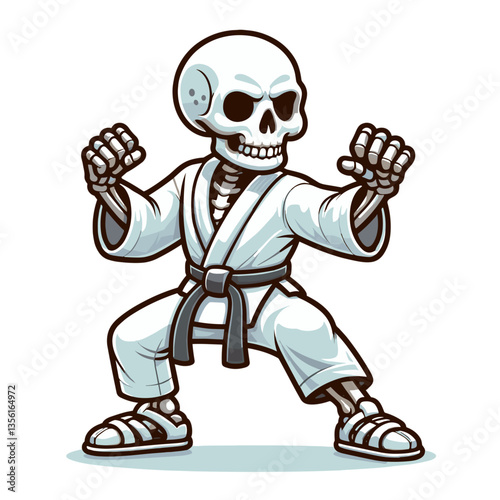 Skeleton martial artist in karate pose, ideal for sports training or self-defense instruction