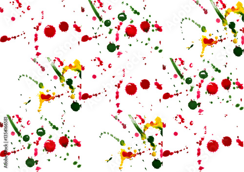 A textured drawing created from drops and spots of paint that were taken in one photograph. The photograph was repeated several times in the GIMP photo editor.