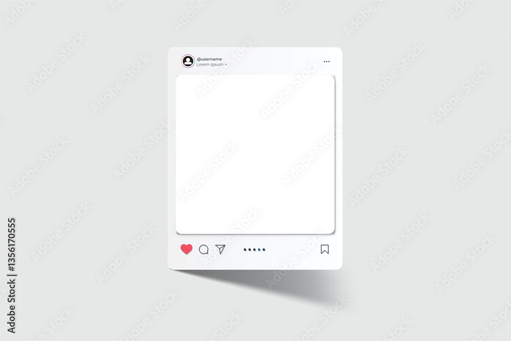 Vector social media post interface mockup. Social frame mobile app page template for user carousel post feed, like, share, comment, save and marketing. Minimal design content for commercial purposes
Vector social media post interface mockup. Social frame mobile app page template for user carousel post feed, like, share, comment, save and marketing. Minimal design content for commercial purposes