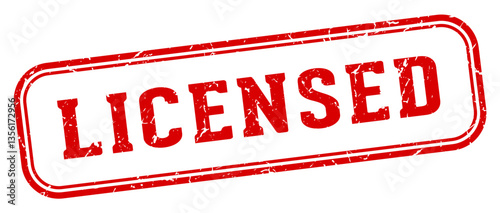 licensed stamp. licensed rectangular stamp on white background