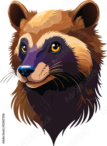 Wolverine isolated on a transparent or white background, vector illustration