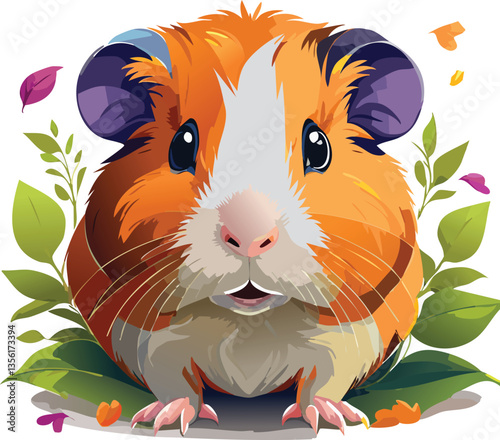 Guinea Pig isolated on a transparent or white background, vector illustration
