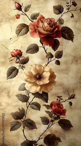 Elegant Rose Blooms Mobile Wallpaper Exquisite Floral Art for Phone Wallpaper
