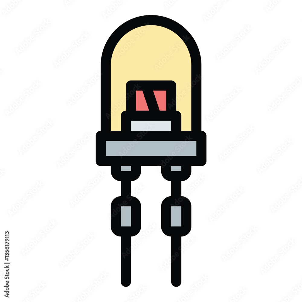 Diode icon flat line style illustration representing an electronic component that allows current to flow in one direction, suitable for electronics, electrical engineering, and circuit design Diode icon flat line style illustration representing an electronic component that allows current to flow in one direction, suitable for electronics, electrical engineering, and circuit design