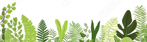Lush green foliage border; nature backdrop; website header