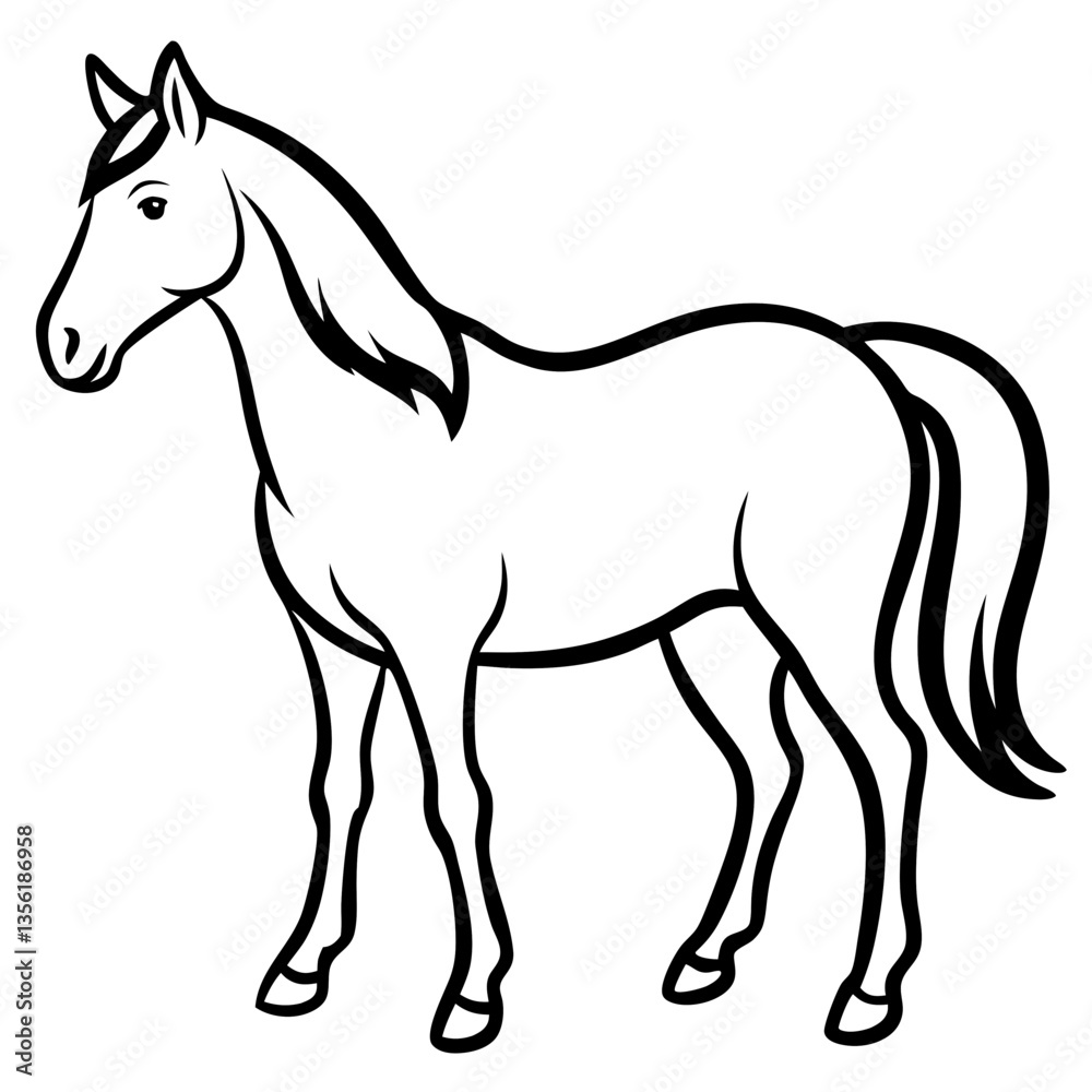 Horse silhouette vector black outline, white background Horse silhouette vector black outline, white background