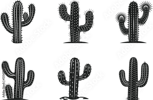 Cactus Silhouette Vector Set – Desert Plant Collection for Western and Nature-Inspired Designs
