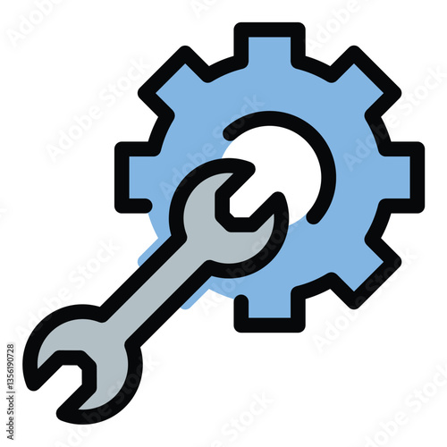 Setting icon flat line style illustration representing configuration, adjustments, or system preferences, suitable for technology, software, and device customization concepts.
