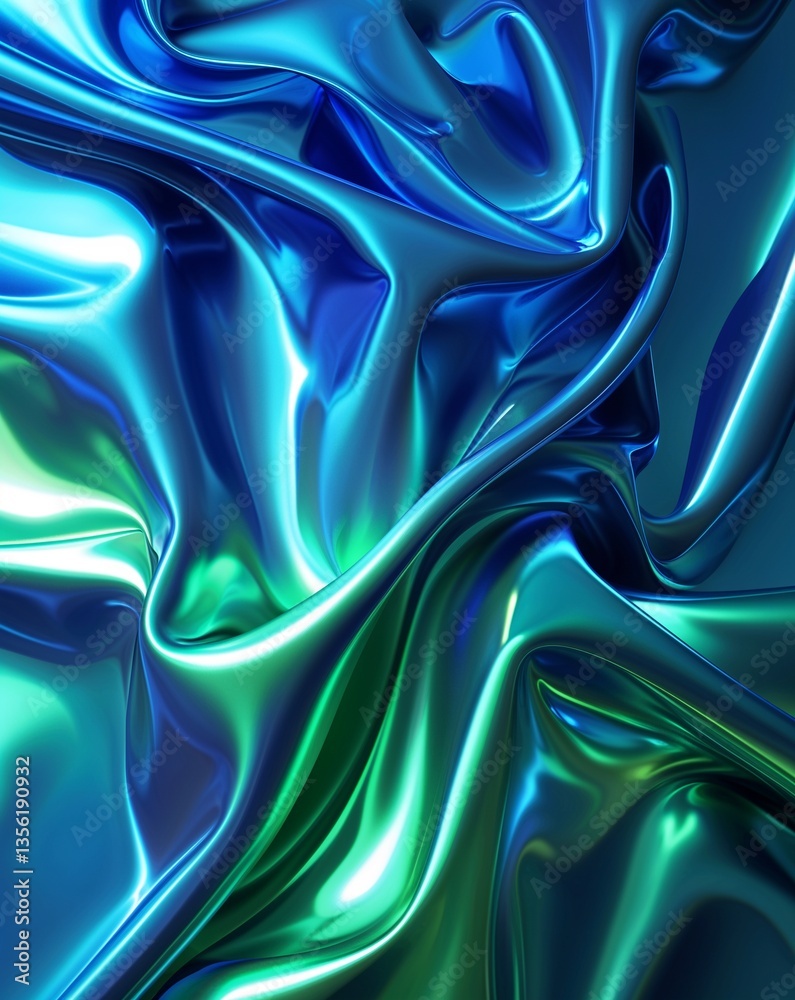 Fototapeta premium blue with green tones metallic polished surface abstract background for card or greeting template banner backdrop