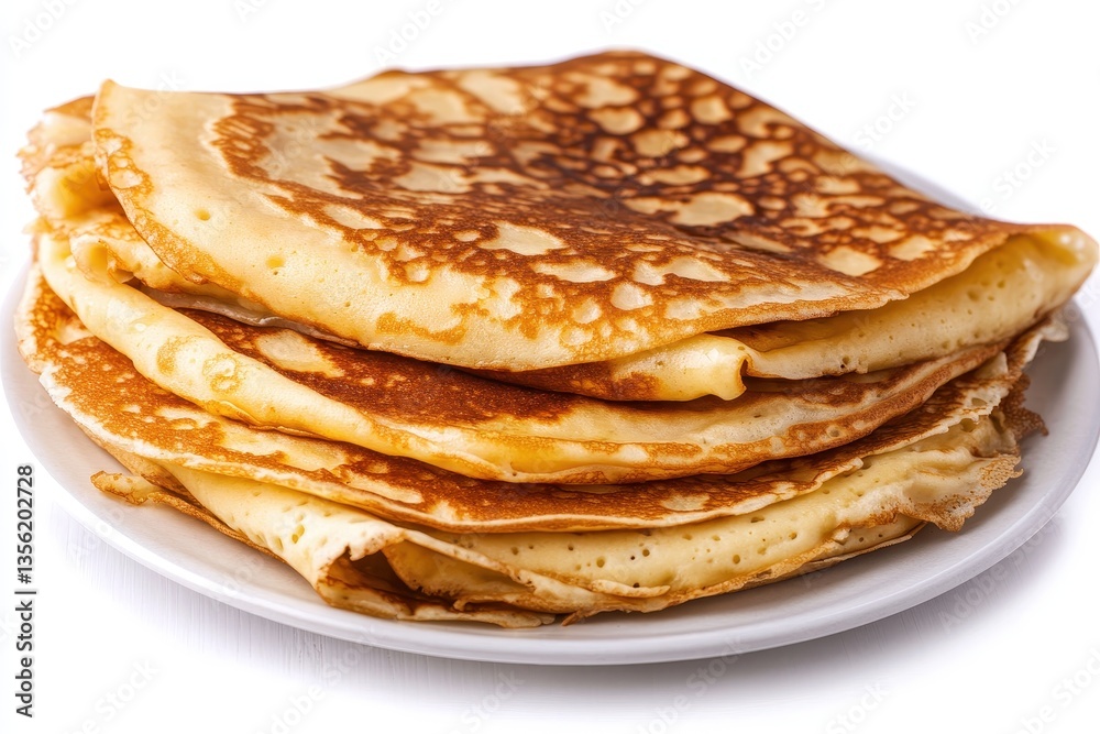 Stack of Golden Brown Pancakes on a White Plate Ready to Serve for Breakfast or Brunch Stack of Golden Brown Pancakes on a White Plate Ready to Serve for Breakfast or Brunch