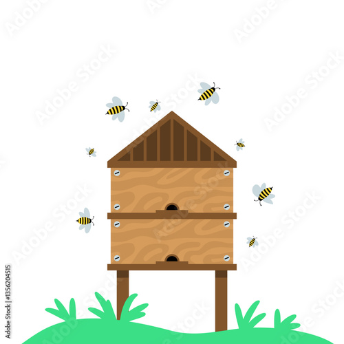 Honey Bee Farming Illustration