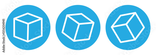 Cube vector icon. Cube symbol on a white background. Vector illustration. Black linear cube icon.