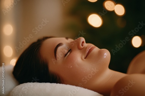 Woman relaxes during skincare treatment