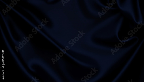 Luxurious dark blue satin fabric with smooth texture and elegant draping, perfect for backgrounds or textile design. rich color adds depth and sophistication to any project