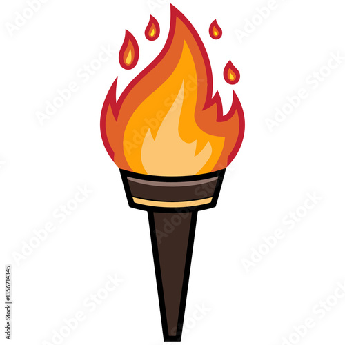  Cartoon Olympic Torch with Flame