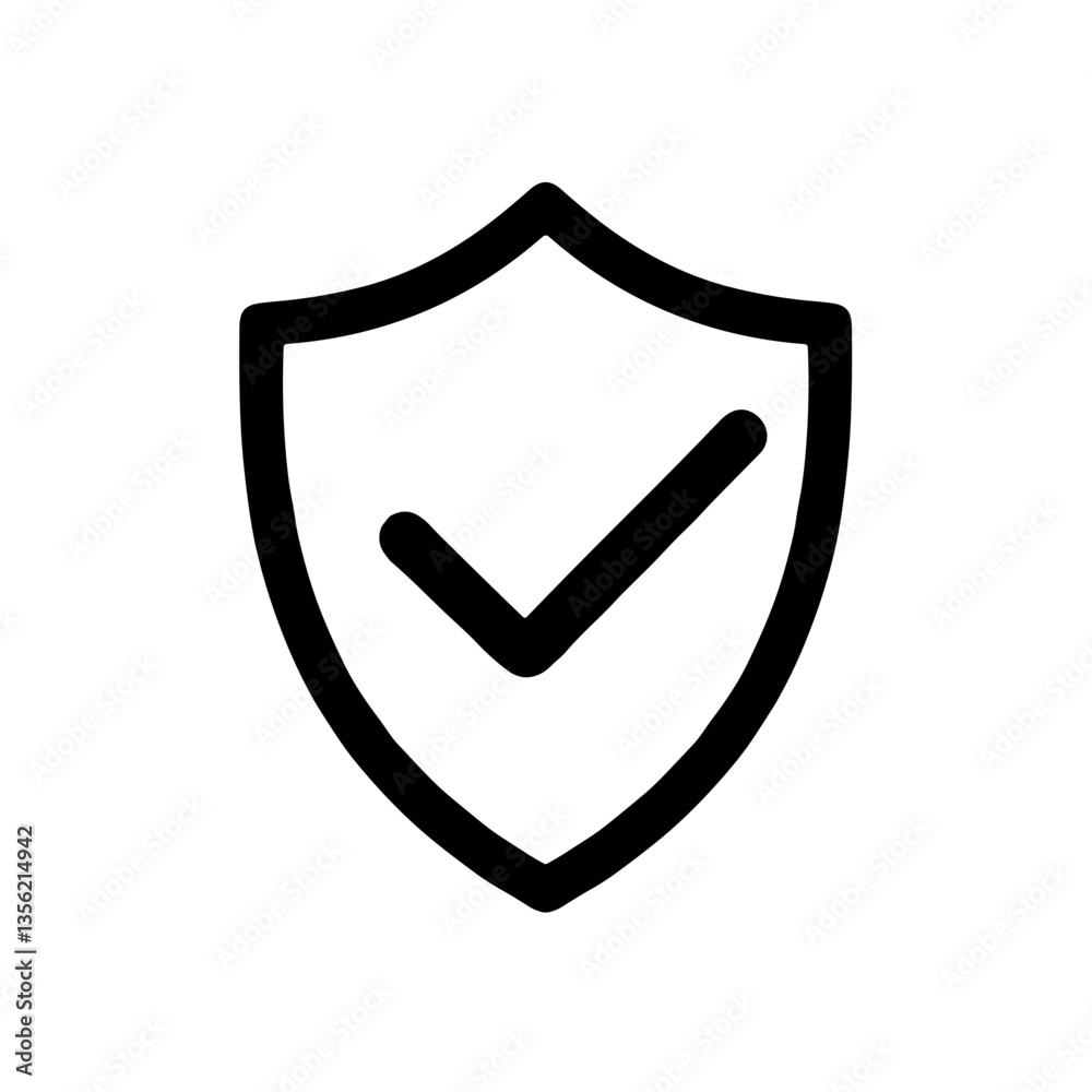 Stylized shield icon with checkmark, symbolizing security assurance Stylized shield icon with checkmark, symbolizing security assurance