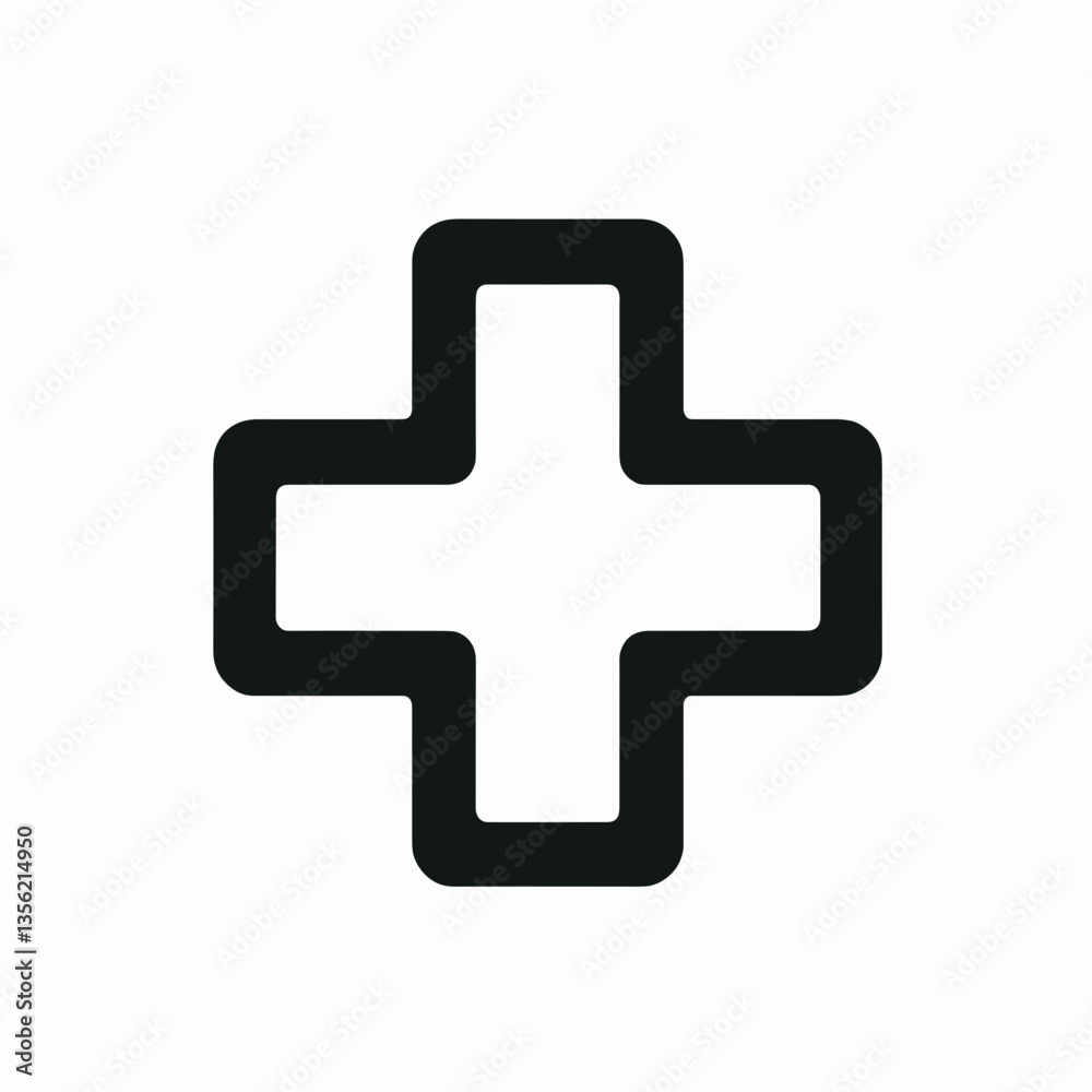 Simple black medical cross symbol on white background, healthcare concept Simple black medical cross symbol on white background, healthcare concept