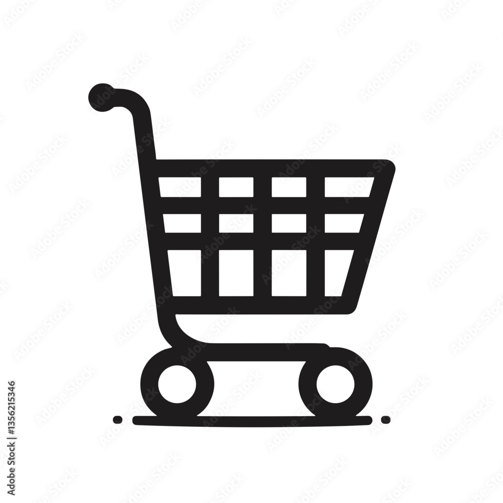 Simple shopping cart icon, minimalistic design, e-commerce concept Simple shopping cart icon, minimalistic design, e-commerce concept