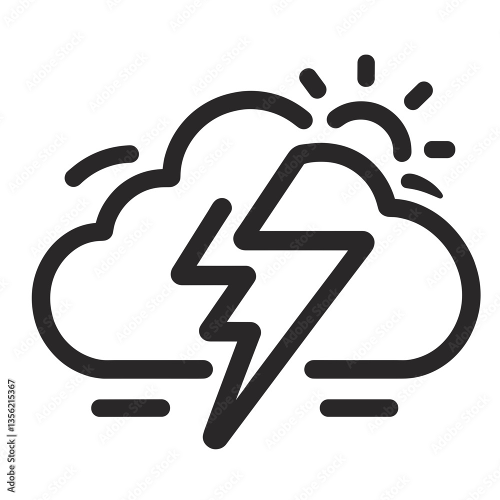 Lightning striking a stormy cloud with sun, weather contrast Lightning striking a stormy cloud with sun, weather contrast