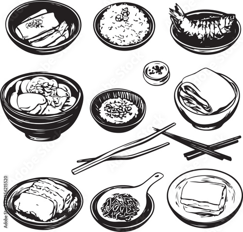 set of korean food