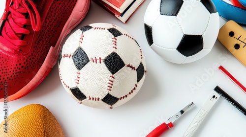 Modern Sports Supplies on White Background