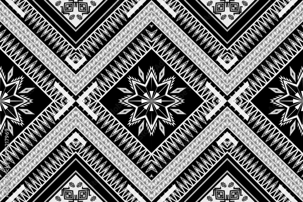Obraz premium Geometric ethnic pattern seamless design for background ,Tribal geometric seamless patterns, ethnic design, hipster backdrop, wallpaper Background, Design curtain, carpet ,fabric ,textile