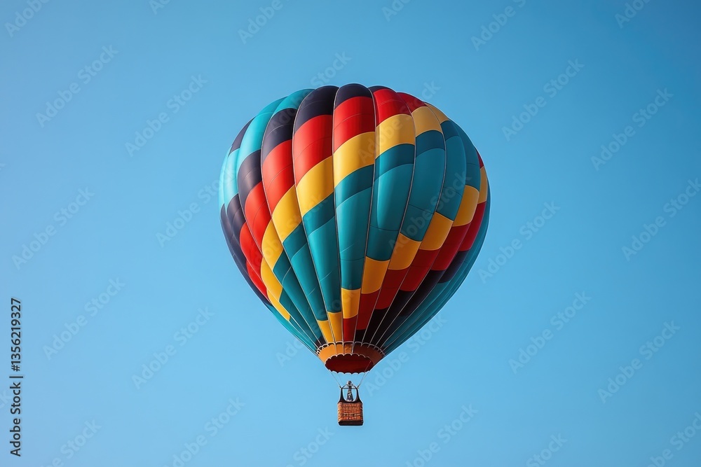 Obraz premium A colorful hot air balloon floating high in a blue sky