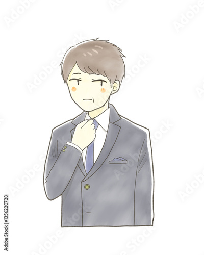 おめかしをして微笑むミドル男性