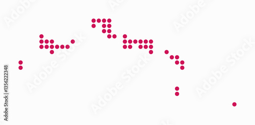 Turks and Caicos Islands dotted map. Digital style map of the country on white background. Turks and Caicos Islands shape with circle dots. Colored dots style. Large size circles.