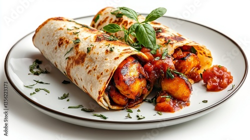 Grilled Shrimp Burritos with Salsa and Herbs