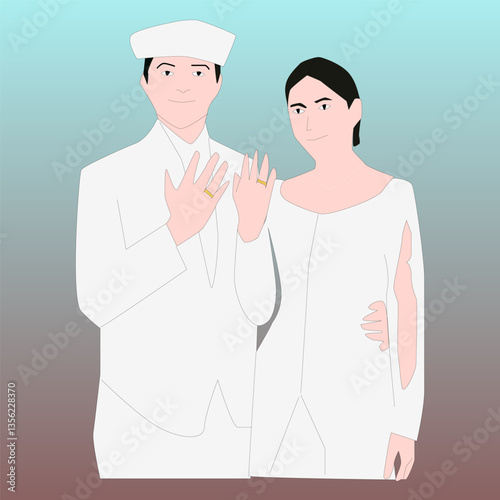 two newlyweds in traditional clothes