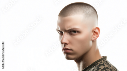 High and Tight Military-Style Haircut with Closely Shaved Sides - AI Generated
