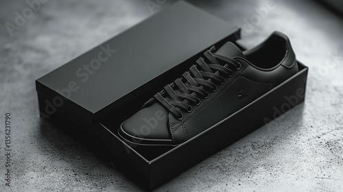 Black Leather Sneakers in Gift Box