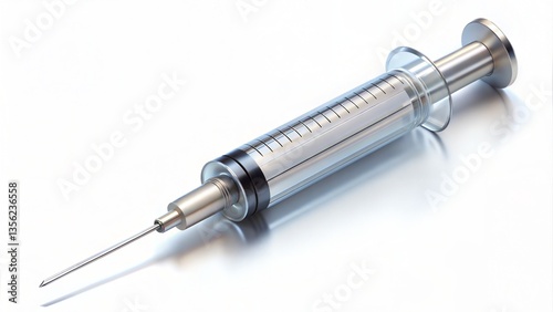 Medical Syringe on white background.