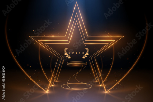 Golden star lines with stage template and light effects