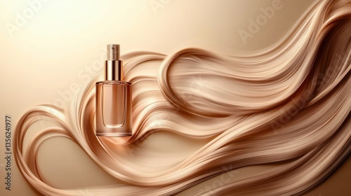 Luxurious hair care essence with golden highlights for salon perfection