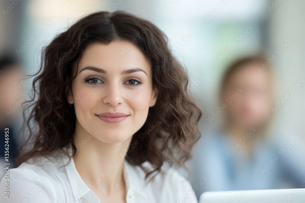 Smiling woman in office environment Smiling woman in office environment